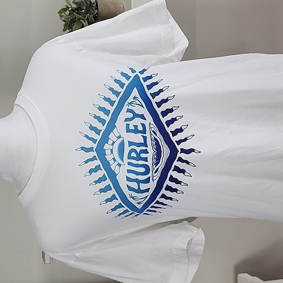 Hurley Short Sleeve White & Blue Tee Unisex - Picture 2 of 6